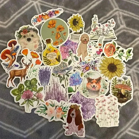 💚 26 Mystery Flower Variety Feminine Trendy Aesthetic Stickers - Picture 1 of 1